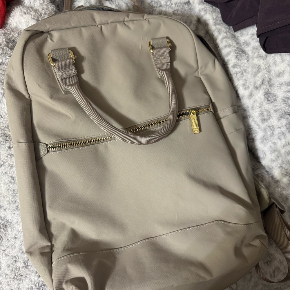 Target Tan Backpack with Gold Accents